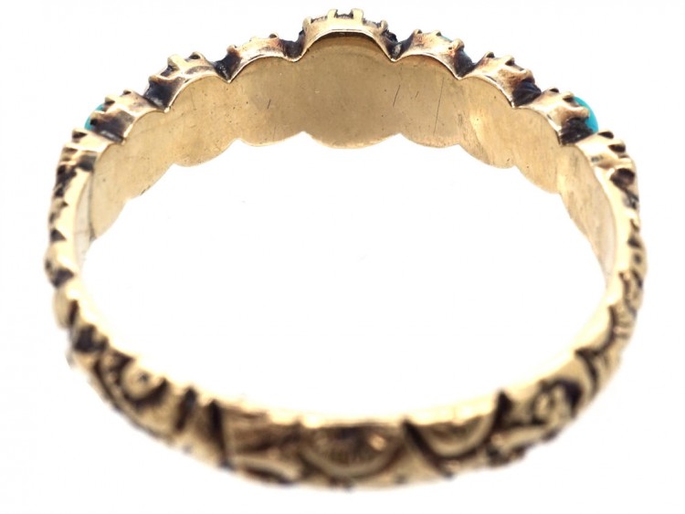 Georgian 15ct Gold, Turquoise & Natural Split Pearl Ring