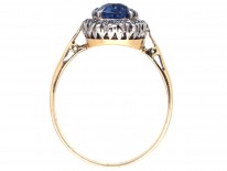 Ceylon Sapphire & Diamond Oval Cluster Ring