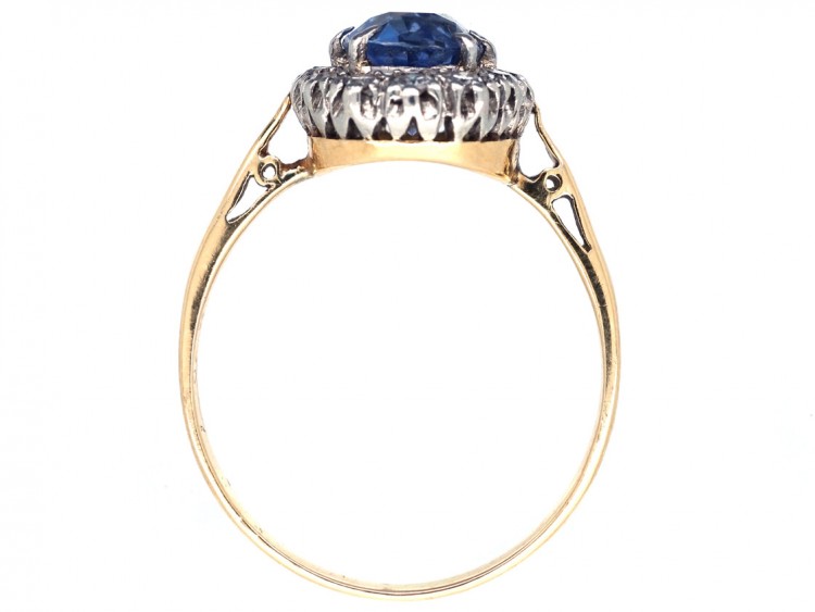 Ceylon Sapphire & Diamond Oval Cluster Ring