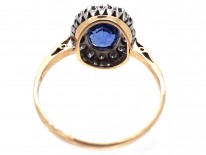 Ceylon Sapphire & Diamond Oval Cluster Ring