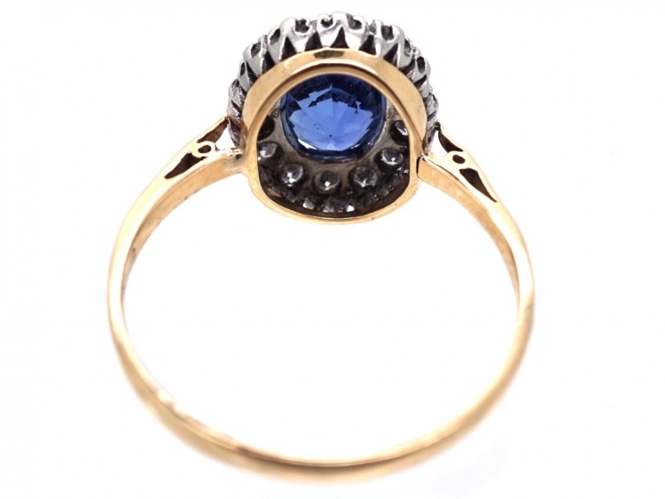Ceylon Sapphire & Diamond Oval Cluster Ring