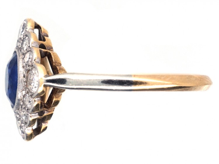 Edwardian Sapphire & Diamond Diamond Shaped Cluster Ring