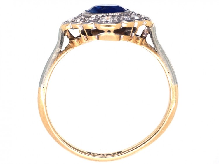 Edwardian Sapphire & Diamond Diamond Shaped Cluster Ring