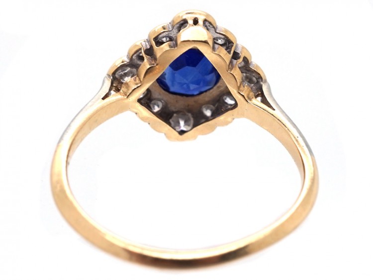Edwardian Sapphire & Diamond Diamond Shaped Cluster Ring