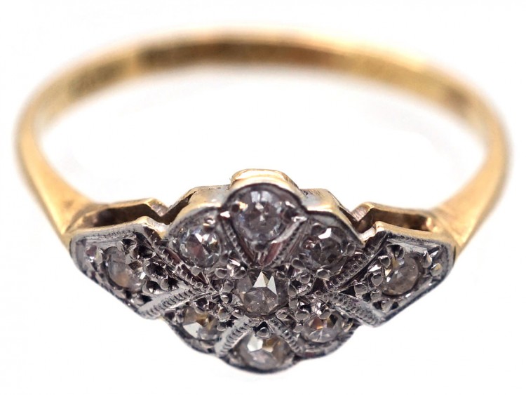 Edwardian 18ct Gold & Platinum Diamond Cluster Ring