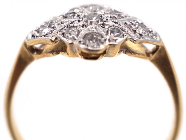 Edwardian 18ct Gold & Platinum Diamond Cluster Ring