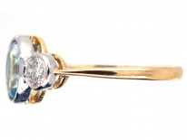 18ct Yellow & White Gold, Aquamarine & Diamond Three Stone Ring