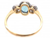 18ct Yellow & White Gold, Aquamarine & Diamond Three Stone Ring