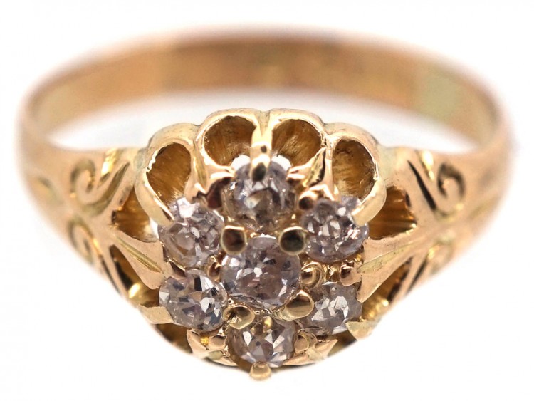Edwardian 18ct Gold & Diamond Cluster Ring