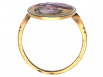 French Fin de Siècle 18ct Gold & Enamel Lady Ring