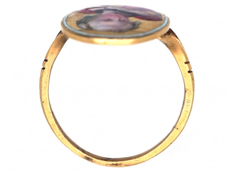 French Fin de Siècle 18ct Gold & Enamel Lady Ring
