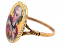 French Fin de Siècle 18ct Gold & Enamel Lady Ring