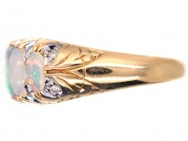 Victorian 18ct Gold, Five Stone Opal & Diamond Ring