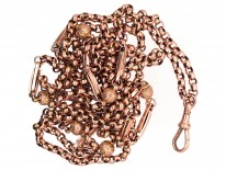 Victorian 9ct Gold, Ball & Bar Long Guard Chain