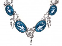 Arts & Crafts Silver & Enamel Necklace with Stylised Fish Design
