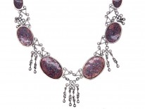 Arts & Crafts Silver & Enamel Necklace with Stylised Fish Design