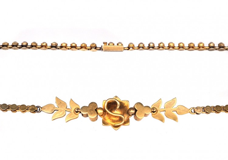 Victorian 18ct Gold & Natural Split Pearl Necklace in Original Case