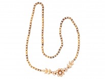 Victorian 18ct Gold & Natural Split Pearl Necklace in Original Case