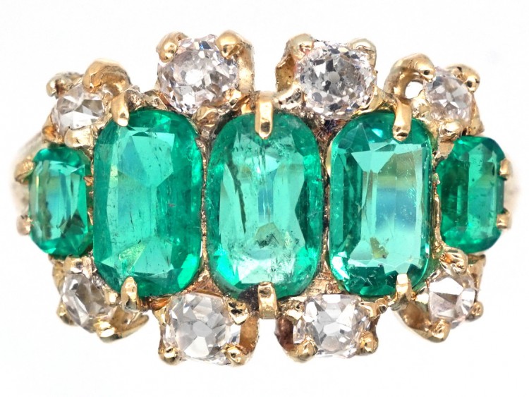 Victorian 18ct Gold, Emerald & Diamond Ring