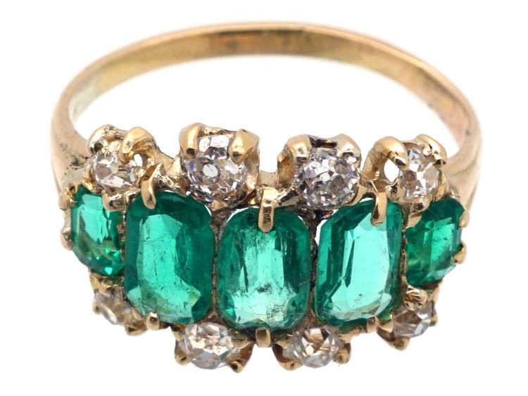Victorian 18ct Gold, Emerald & Diamond Ring