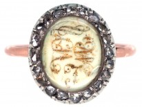 Georgian Gold & Rose Diamond Mourning Ring With Two Monograms