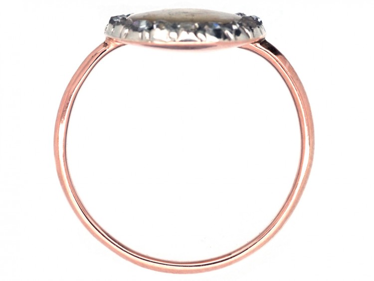 Georgian Gold & Rose Diamond Mourning Ring With Two Monograms