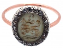 Georgian Gold & Rose Diamond Mourning Ring With Two Monograms