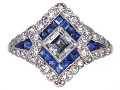 Art Deco Platinum, Sapphire & Diamond Ring