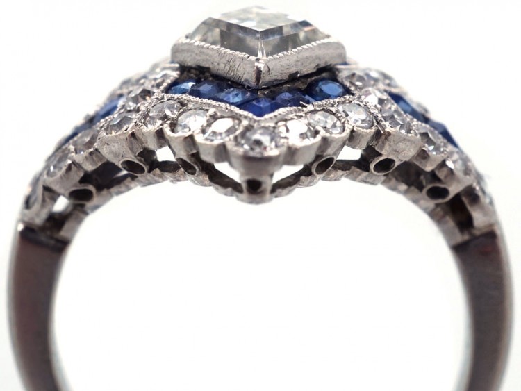 Art Deco Platinum, Sapphire & Diamond Ring
