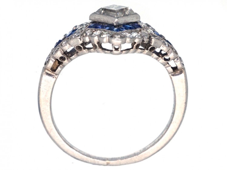 Art Deco Platinum, Sapphire & Diamond Ring