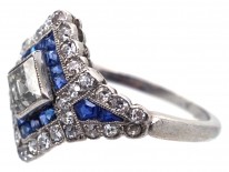 Art Deco Platinum, Sapphire & Diamond Ring