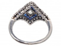Art Deco Platinum, Sapphire & Diamond Ring