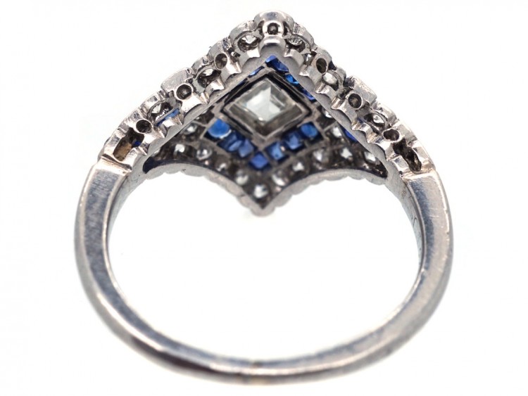 Art Deco Platinum, Sapphire & Diamond Ring