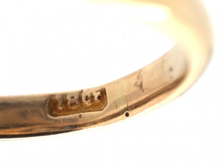 Victorian 18ct Gold Sapphire & Diamond Carved Half Hoop Ring