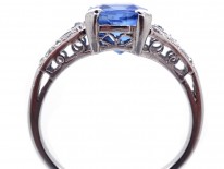 French Platinum, Ceylon Sapphire & Diamond Art Deco Ring