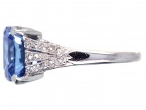 French Platinum, Ceylon Sapphire & Diamond Art Deco Ring