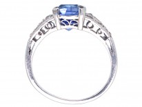 French Platinum, Ceylon Sapphire & Diamond Art Deco Ring