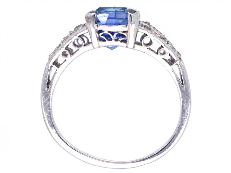 French Platinum, Ceylon Sapphire & Diamond Art Deco Ring