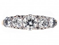 Edwardian 18ct Gold,Platinum & Diamond Carved Half Hoop Ring