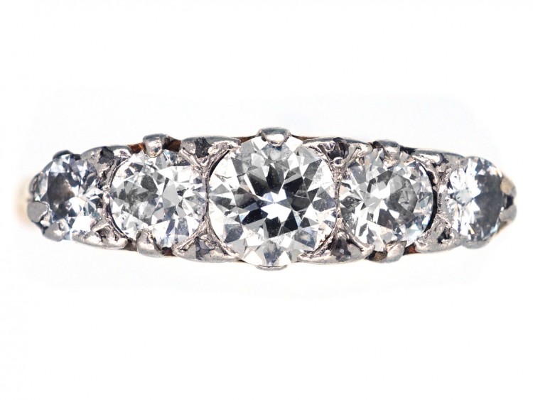 Edwardian 18ct Gold,Platinum & Diamond Carved Half Hoop Ring