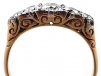 Edwardian 18ct Gold,Platinum & Diamond Carved Half Hoop Ring
