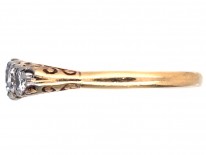 Edwardian 18ct Gold,Platinum & Diamond Carved Half Hoop Ring