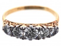 Edwardian 18ct Gold,Platinum & Diamond Carved Half Hoop Ring