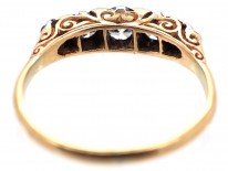Edwardian 18ct Gold,Platinum & Diamond Carved Half Hoop Ring