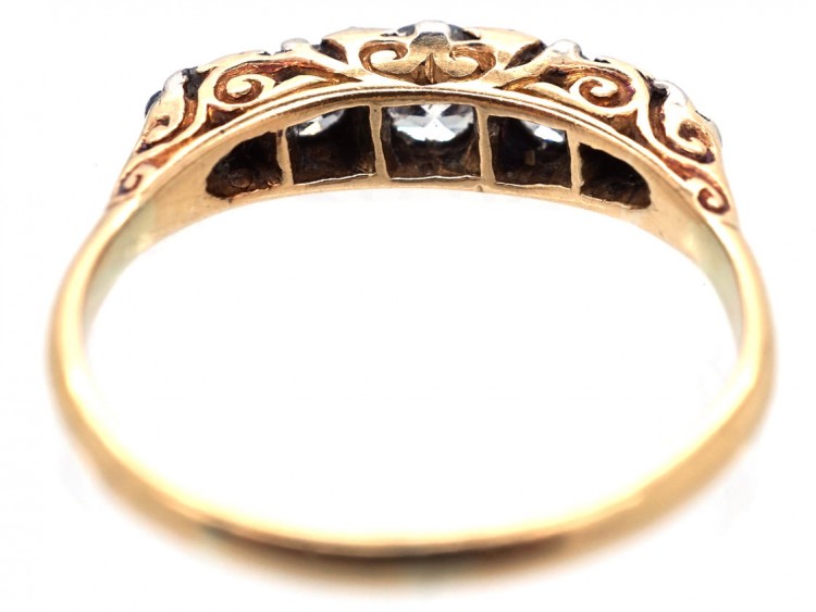 Edwardian 18ct Gold,Platinum & Diamond Carved Half Hoop Ring