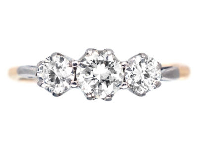 1920s 18ct Gold & Platinum Three Stone Diamond Ring