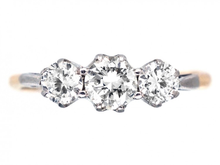 1920s 18ct Gold & Platinum Three Stone Diamond Ring