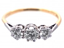 1920s 18ct Gold & Platinum Three Stone Diamond Ring