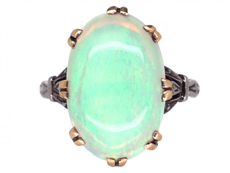 Art Deco 18ct Gold Large Opal Ring
