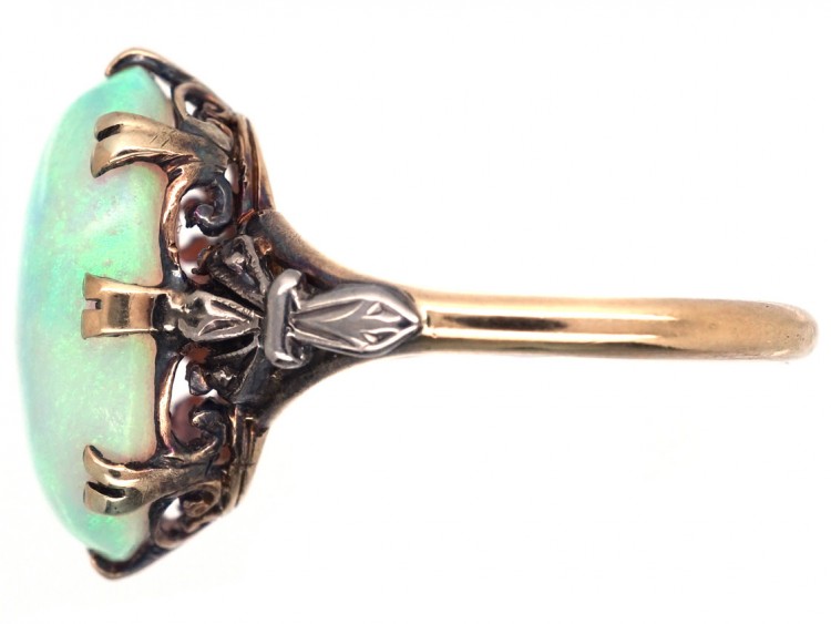 Art Deco 18ct Gold Large Opal Ring